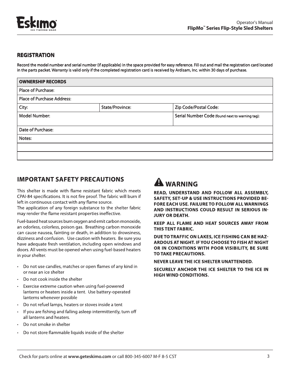 Eskimo 11427 User Manual | Page 3 / 16