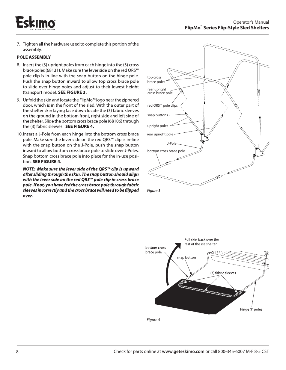 Flipmo, Series flip-style sled shelters | Eskimo 11427 User Manual | Page 8 / 16