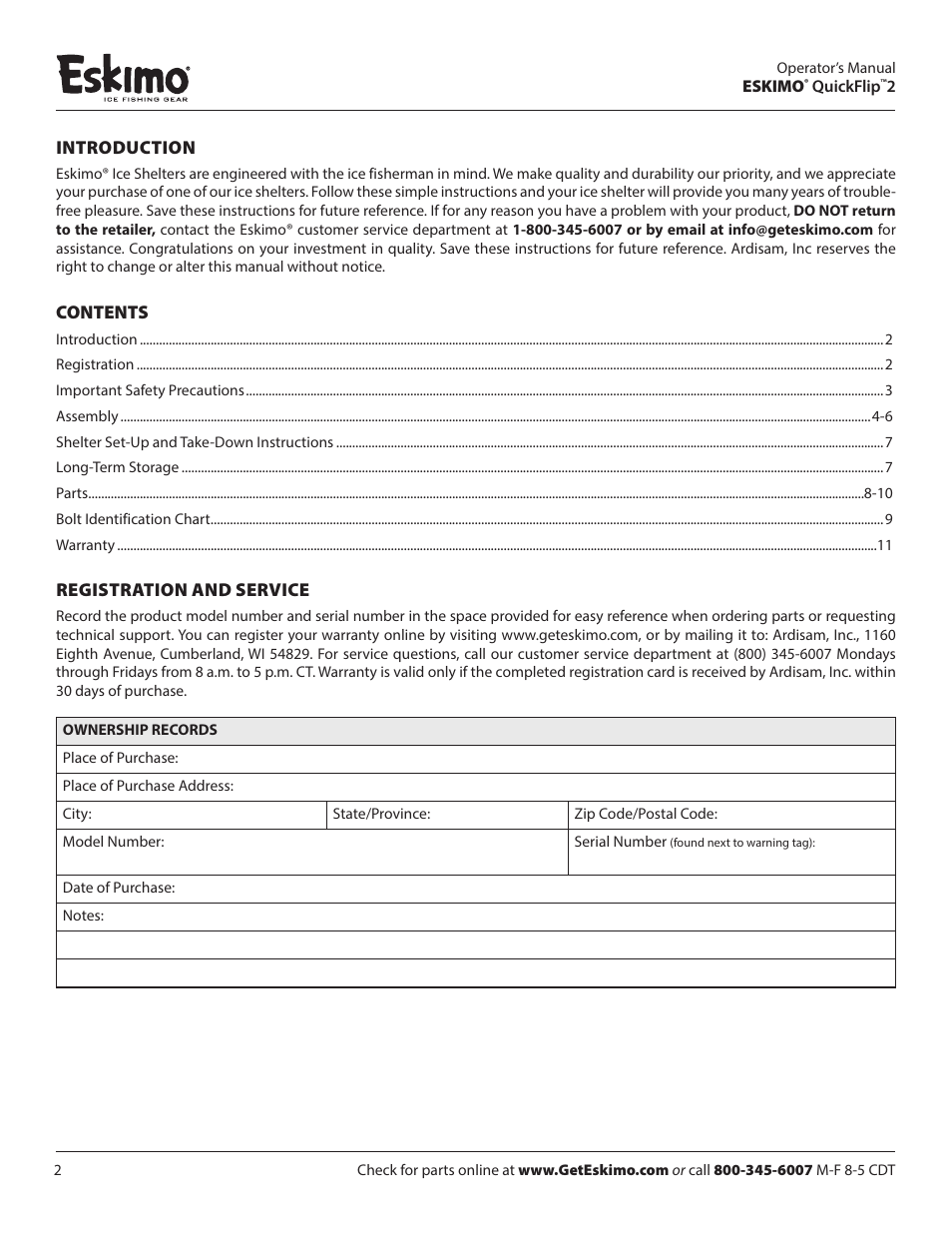 Eskimo 15400 User Manual | Page 2 / 12