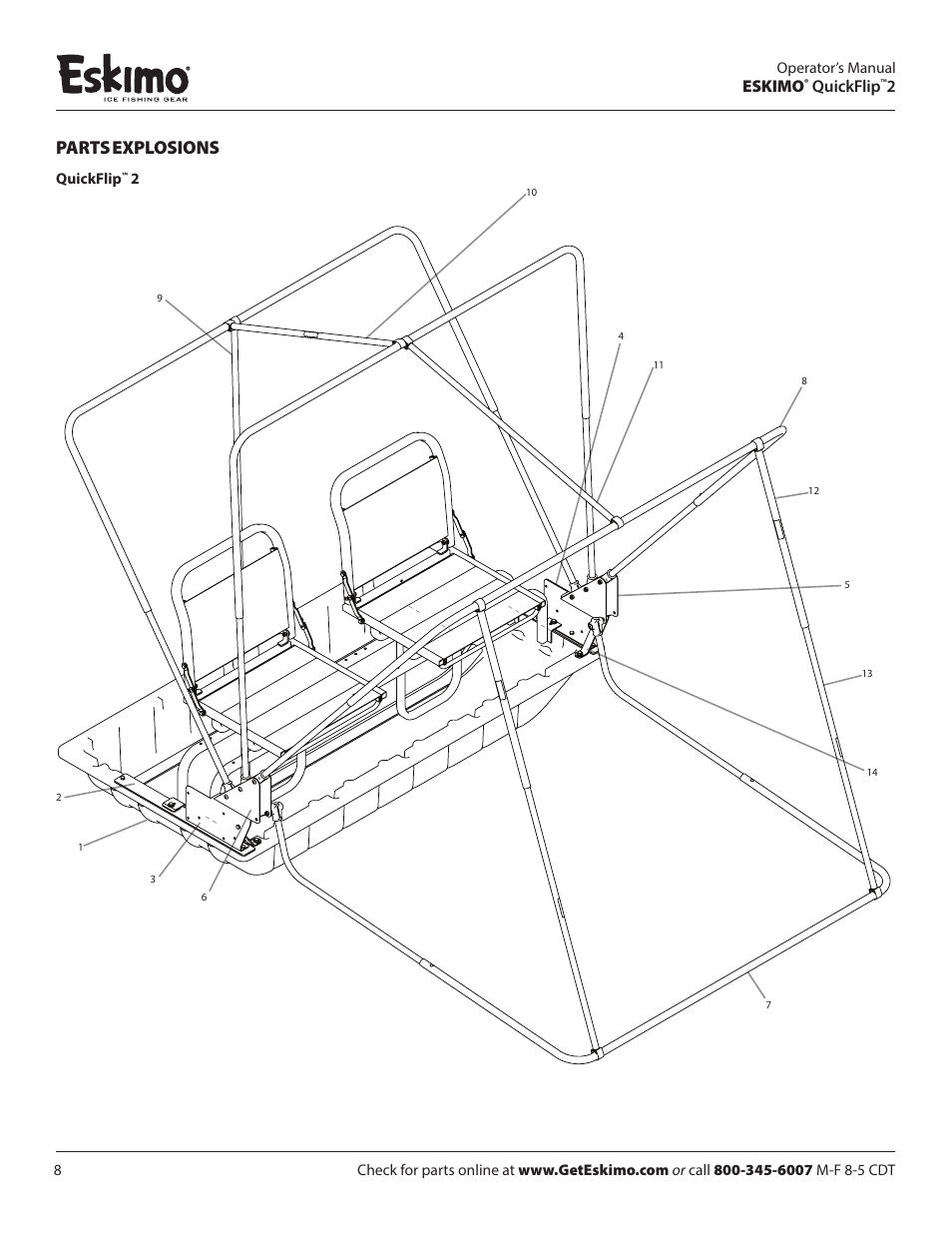 Parts explosions, Eskimo, Quickflip | Eskimo 15400 User Manual | Page 8 / 12