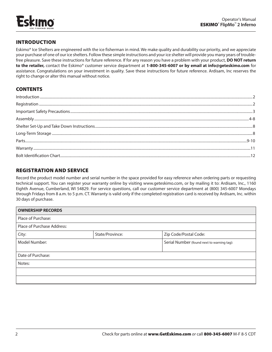 Eskimo 15450 User Manual | Page 2 / 12