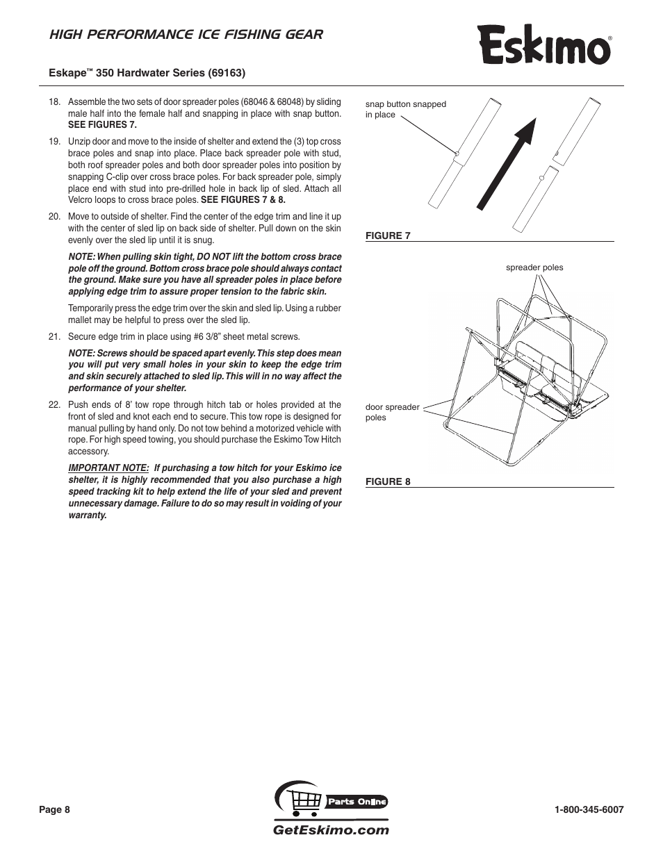 High performance ice fishing gear | Eskimo 69163 User Manual | Page 8 / 16