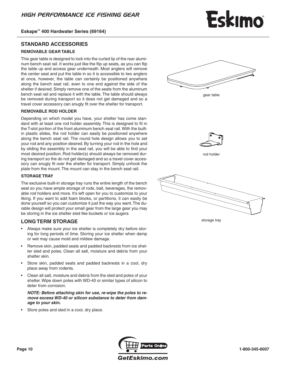 High performance ice fishing gear | Eskimo 69164 User Manual | Page 10 / 16