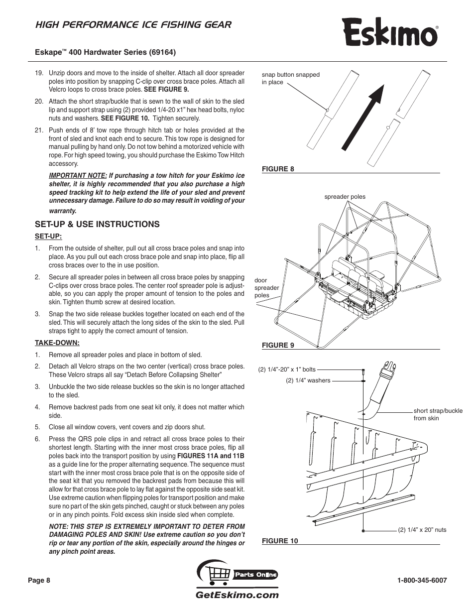 High performance ice fishing gear | Eskimo 69164 User Manual | Page 8 / 16