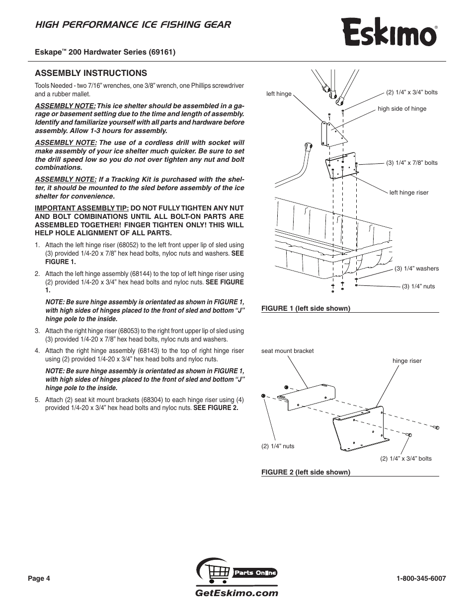 High performance ice fishing gear | Eskimo 69161 User Manual | Page 4 / 16