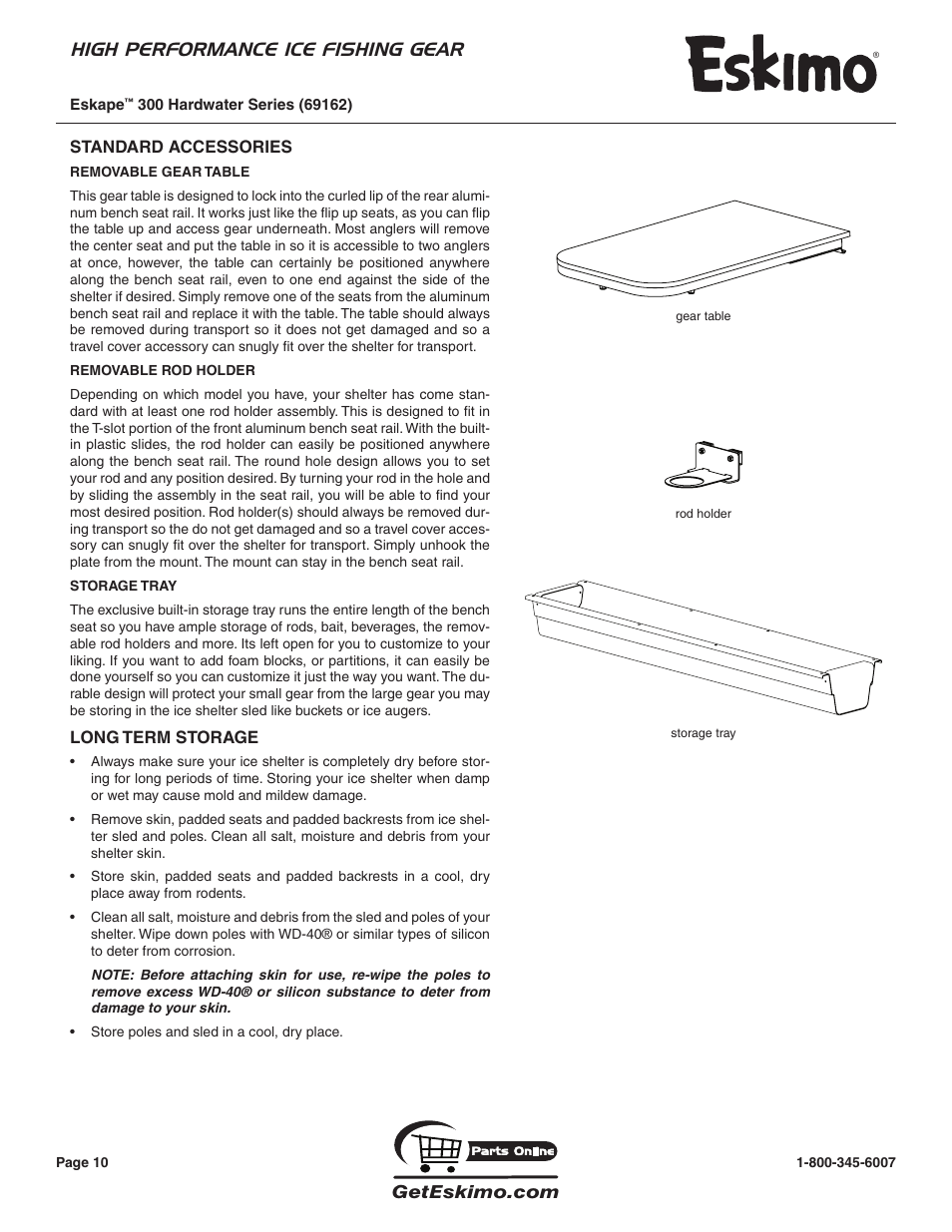 High performance ice fishing gear | Eskimo 69162 User Manual | Page 10 / 16