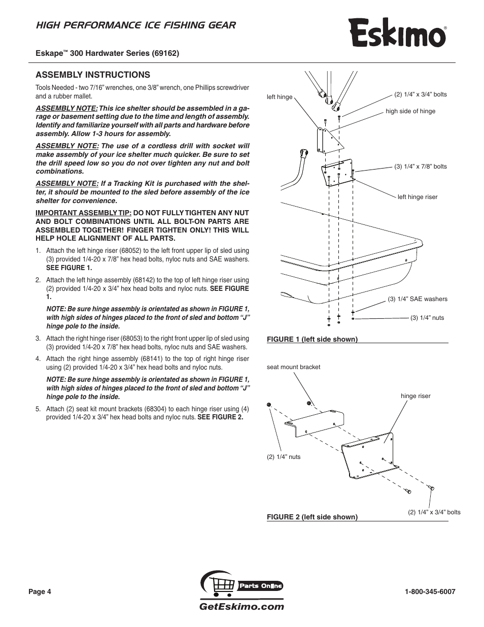 High performance ice fishing gear | Eskimo 69162 User Manual | Page 4 / 16