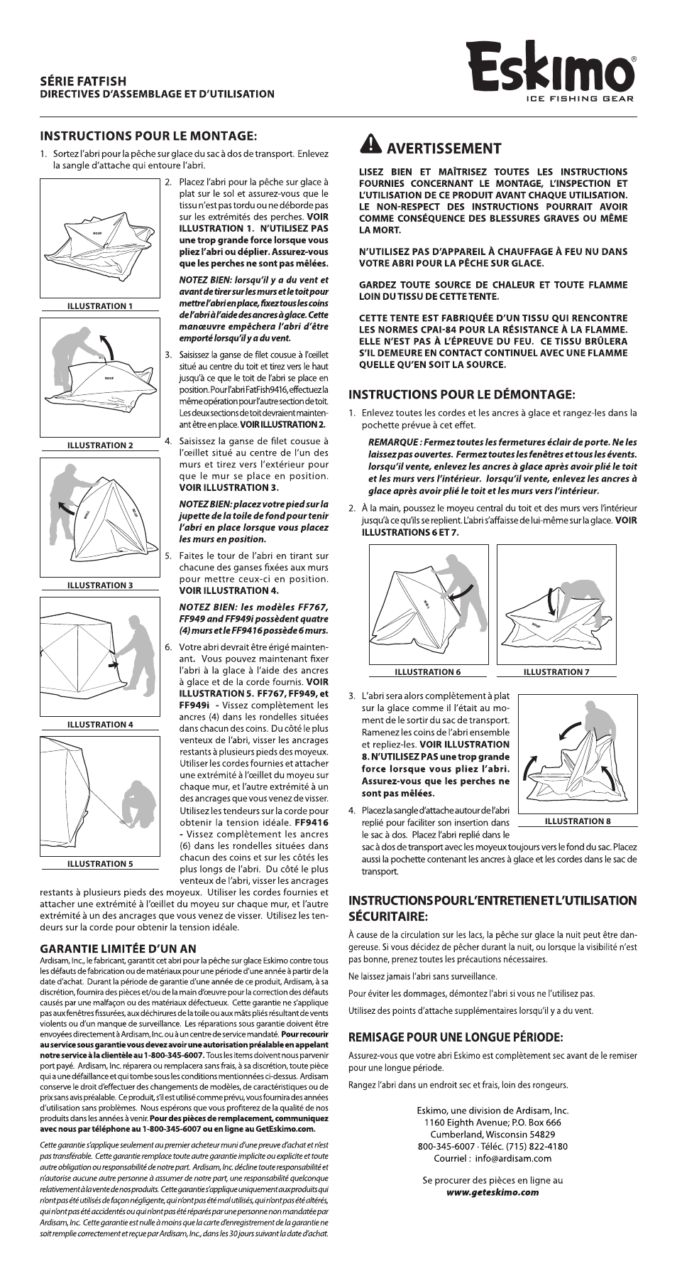 Illustration 6, Illustration 7, Illustration 8 illustration 1 | Illustration 2 illustration 3, Illustration 4 illustration 5 | Eskimo FF949I User Manual | Page 2 / 2