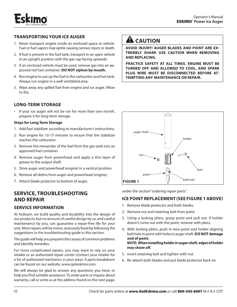 Caution, Service, troubleshooting and repair | Eskimo Z71Q10 User Manual | Page 10 / 14
