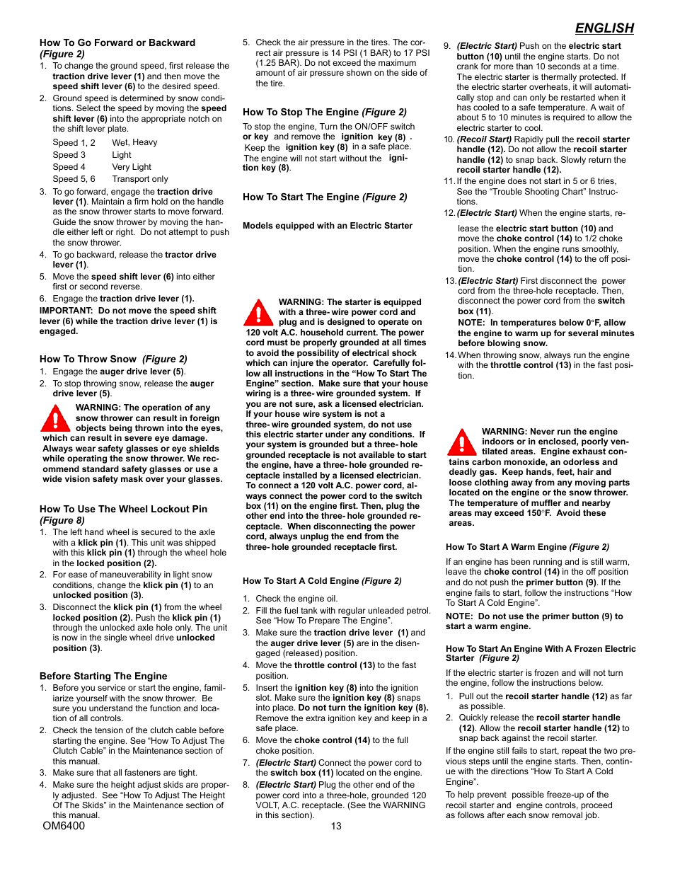 English | Eskimo 6400 User Manual | Page 13 / 34