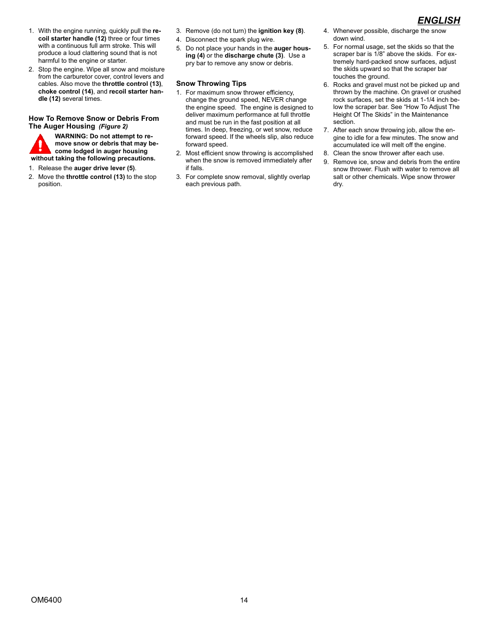 English | Eskimo 6400 User Manual | Page 14 / 34