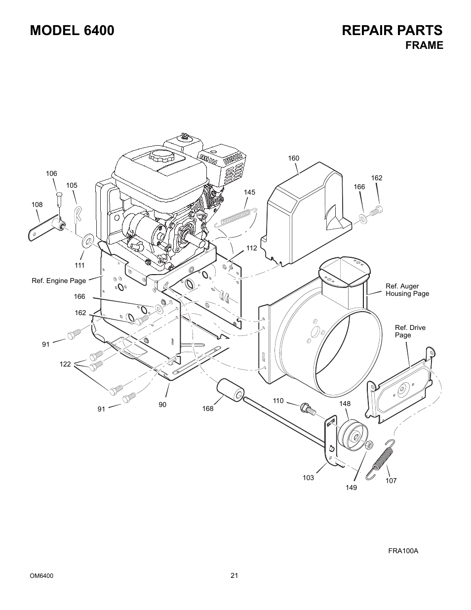 Model 6400 repair parts, Frame | Eskimo 6400 User Manual | Page 21 / 34
