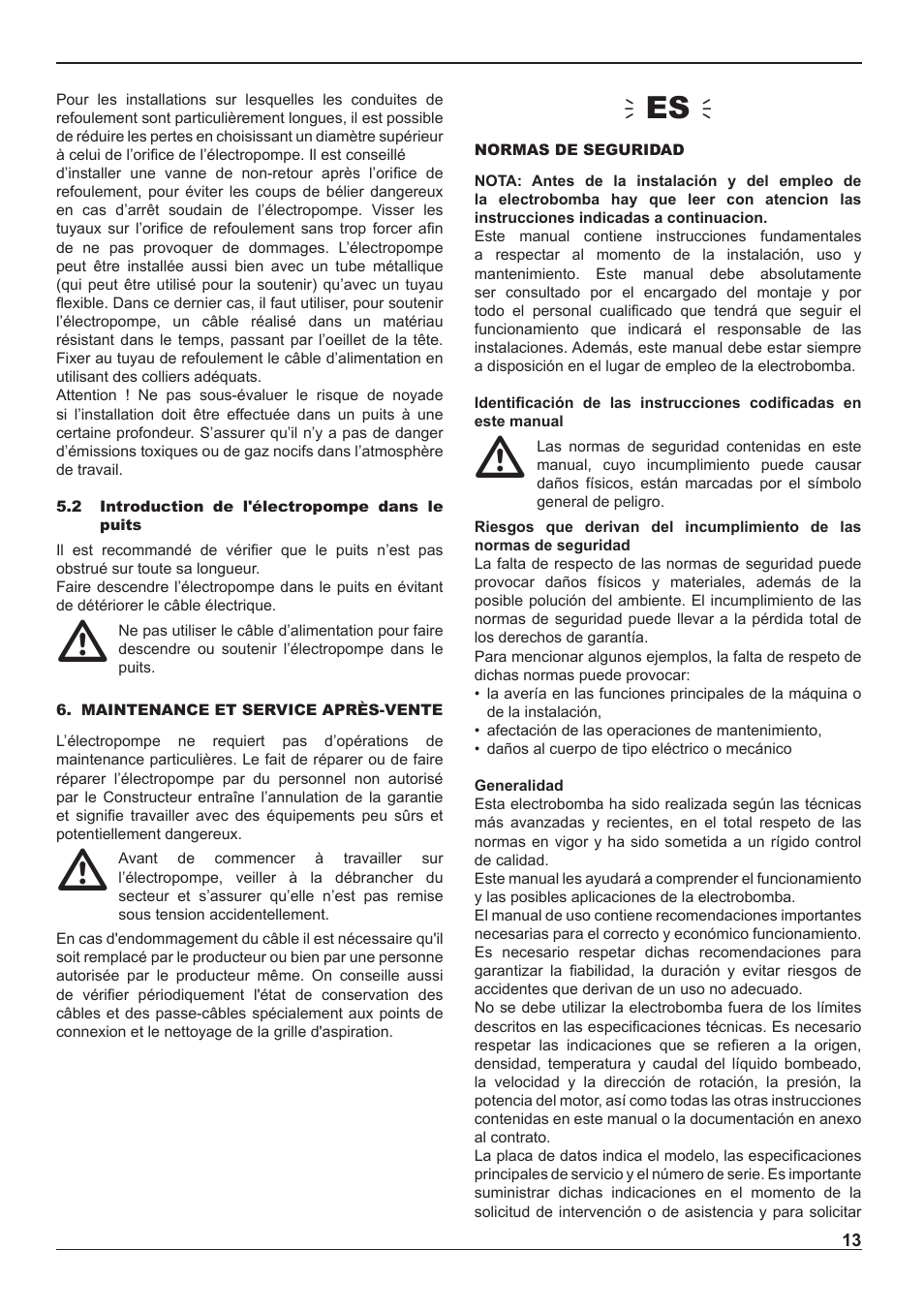 Ñes ò | E-Tech ES series 5" close-coupled pumps User Manual | Page 13 / 40