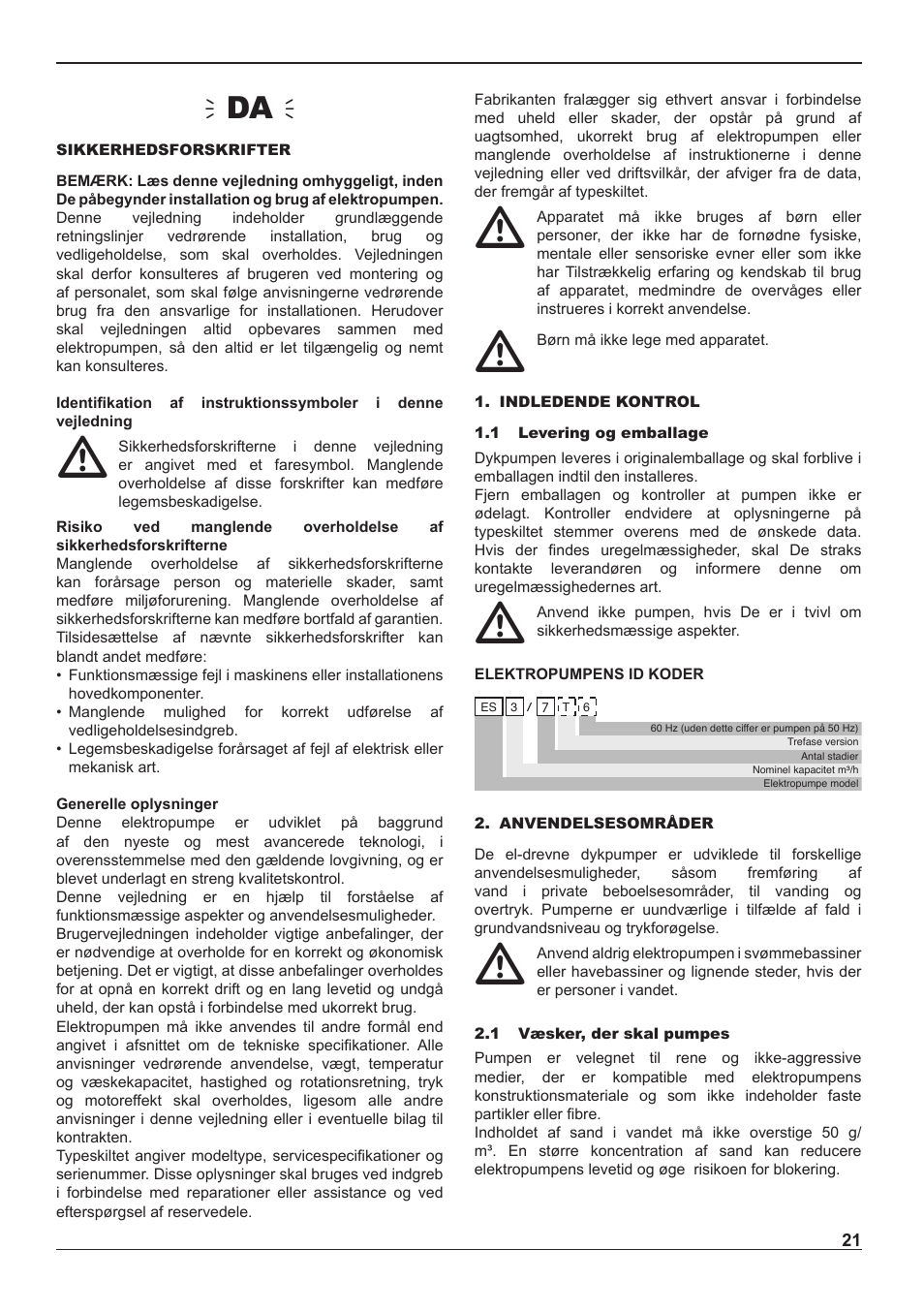 Ñda ò | E-Tech ES series 5" close-coupled pumps User Manual | Page 21 / 40