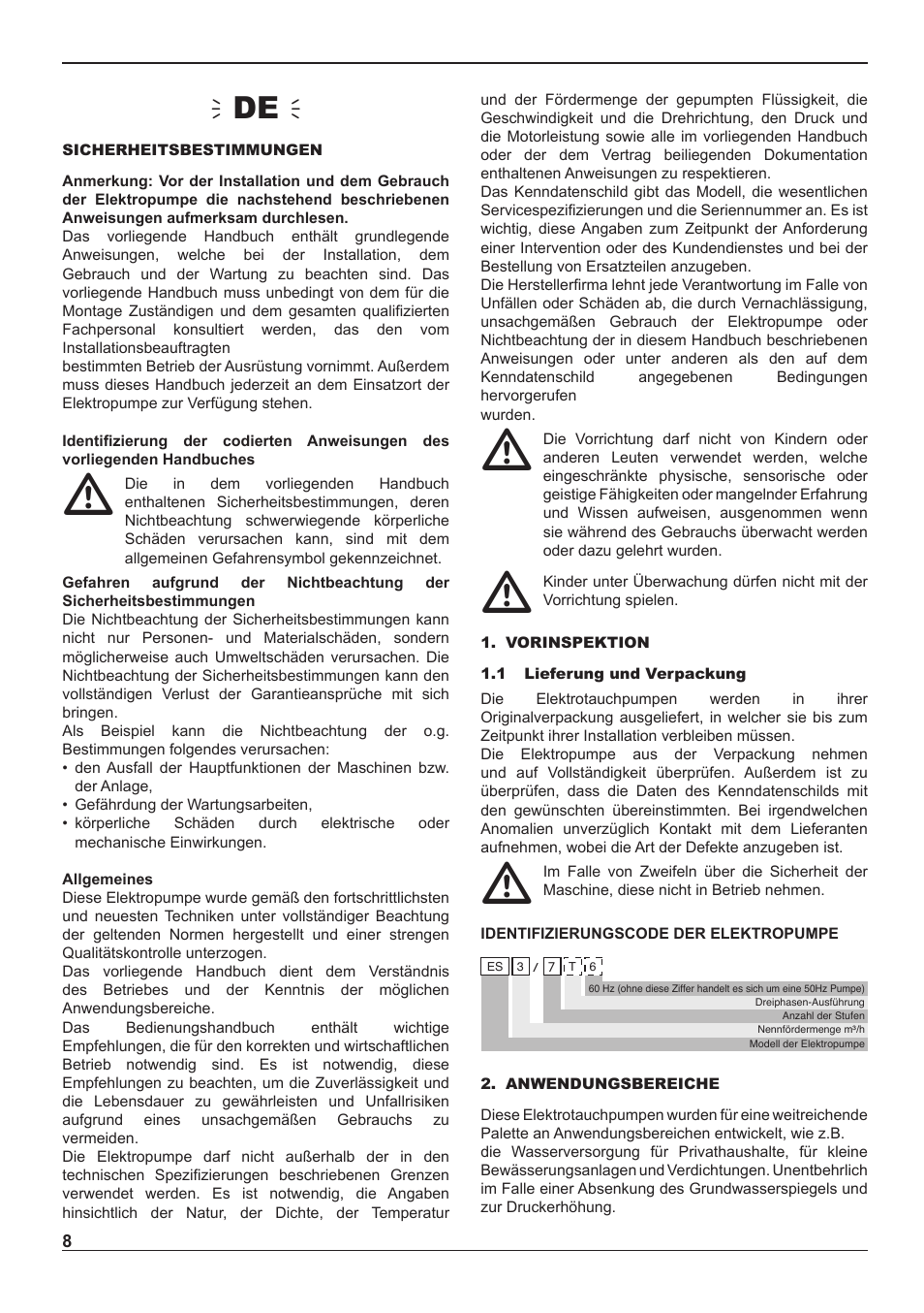 Ñde ò | E-Tech ES series 5" close-coupled pumps User Manual | Page 8 / 40