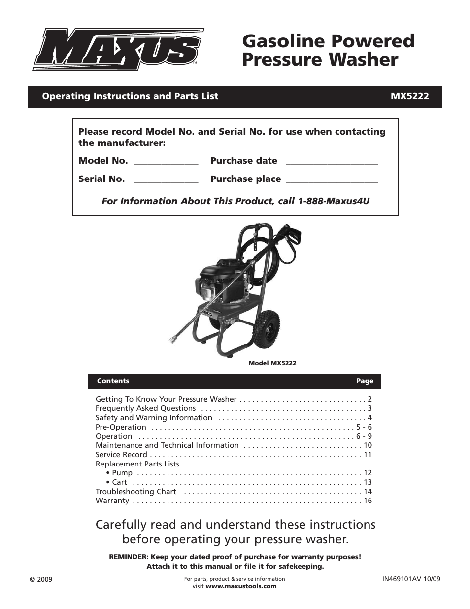 Campbell Hausfeld Maxus IN469101AV User Manual | 32 pages