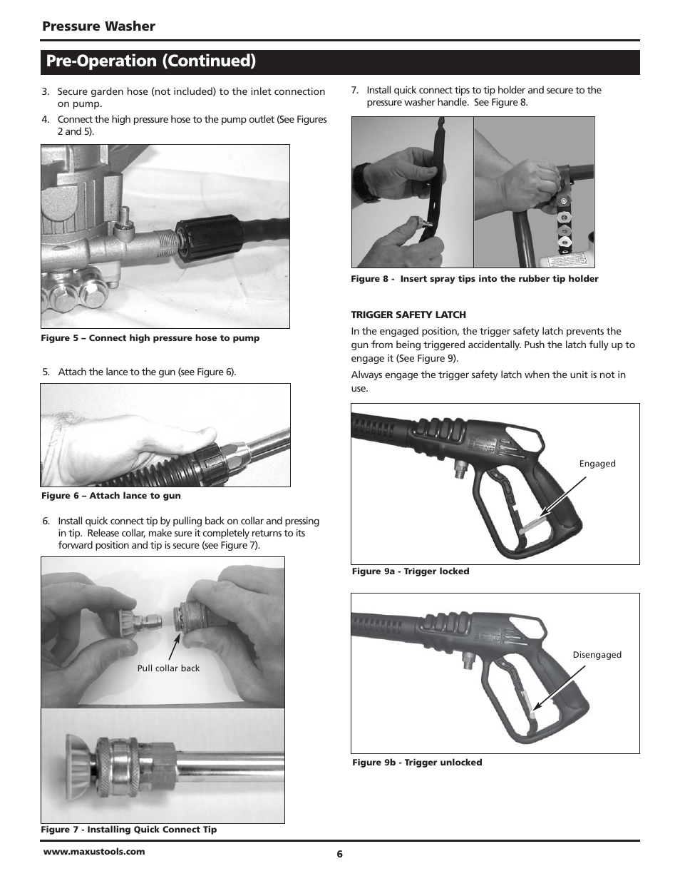 Pre-operation (continued), Pressure washer | Campbell Hausfeld Maxus IN469101AV User Manual | Page 6 / 32