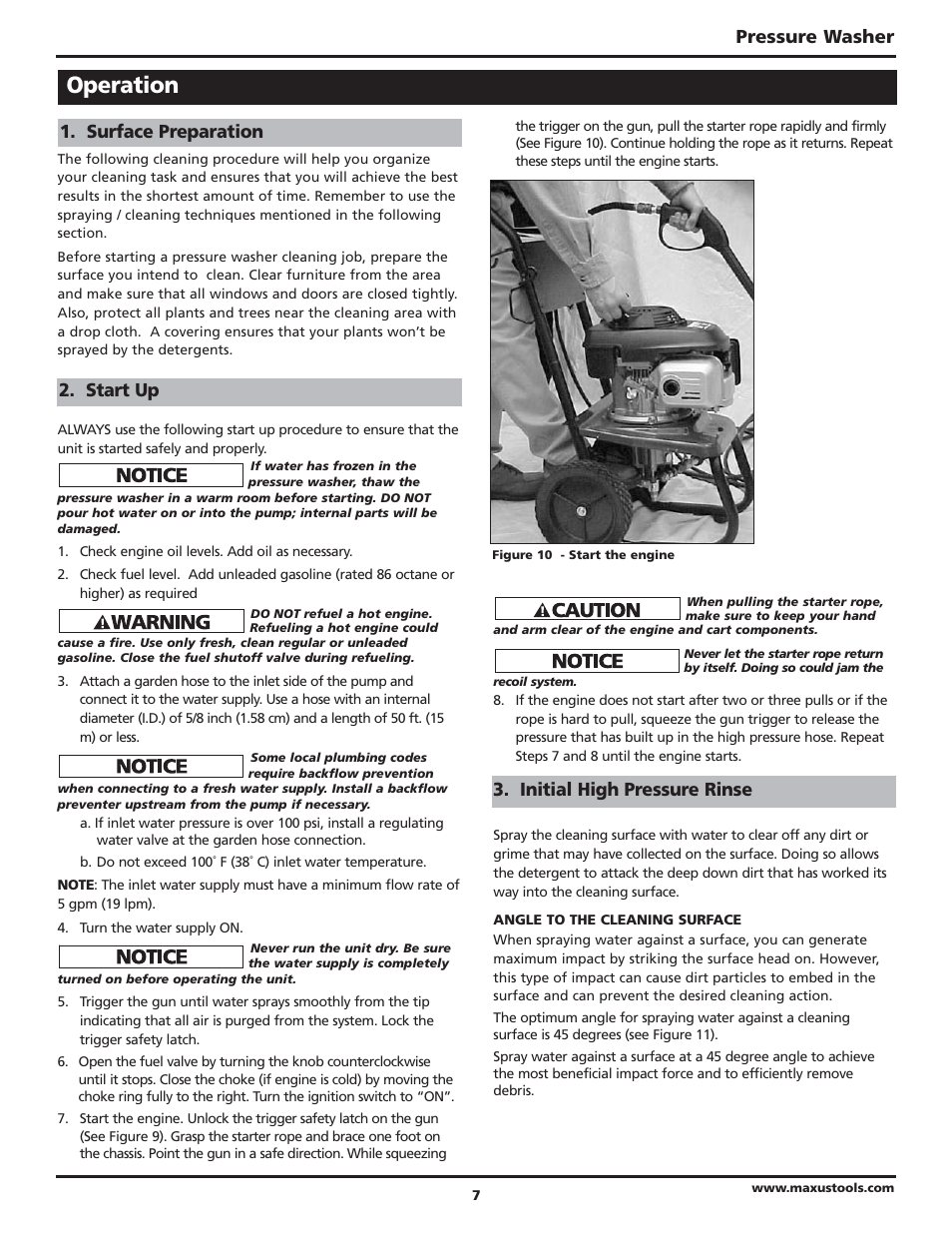 Operation, Pressure washer | Campbell Hausfeld Maxus IN469101AV User Manual | Page 7 / 32