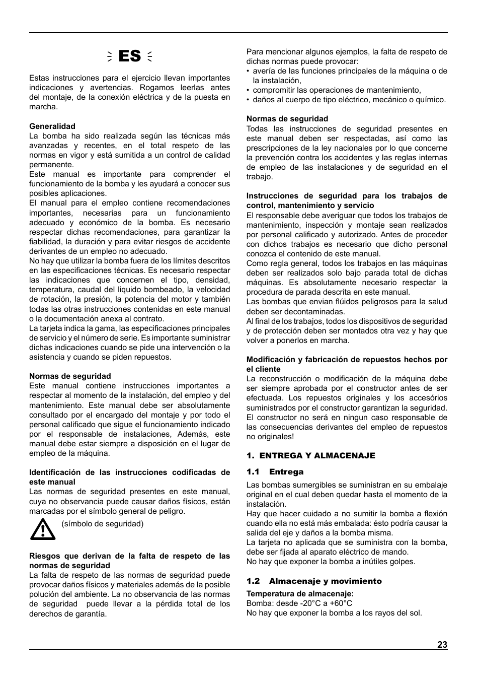 Ïes ð | E-Tech VS series 8" submersible pumps User Manual | Page 23 / 76