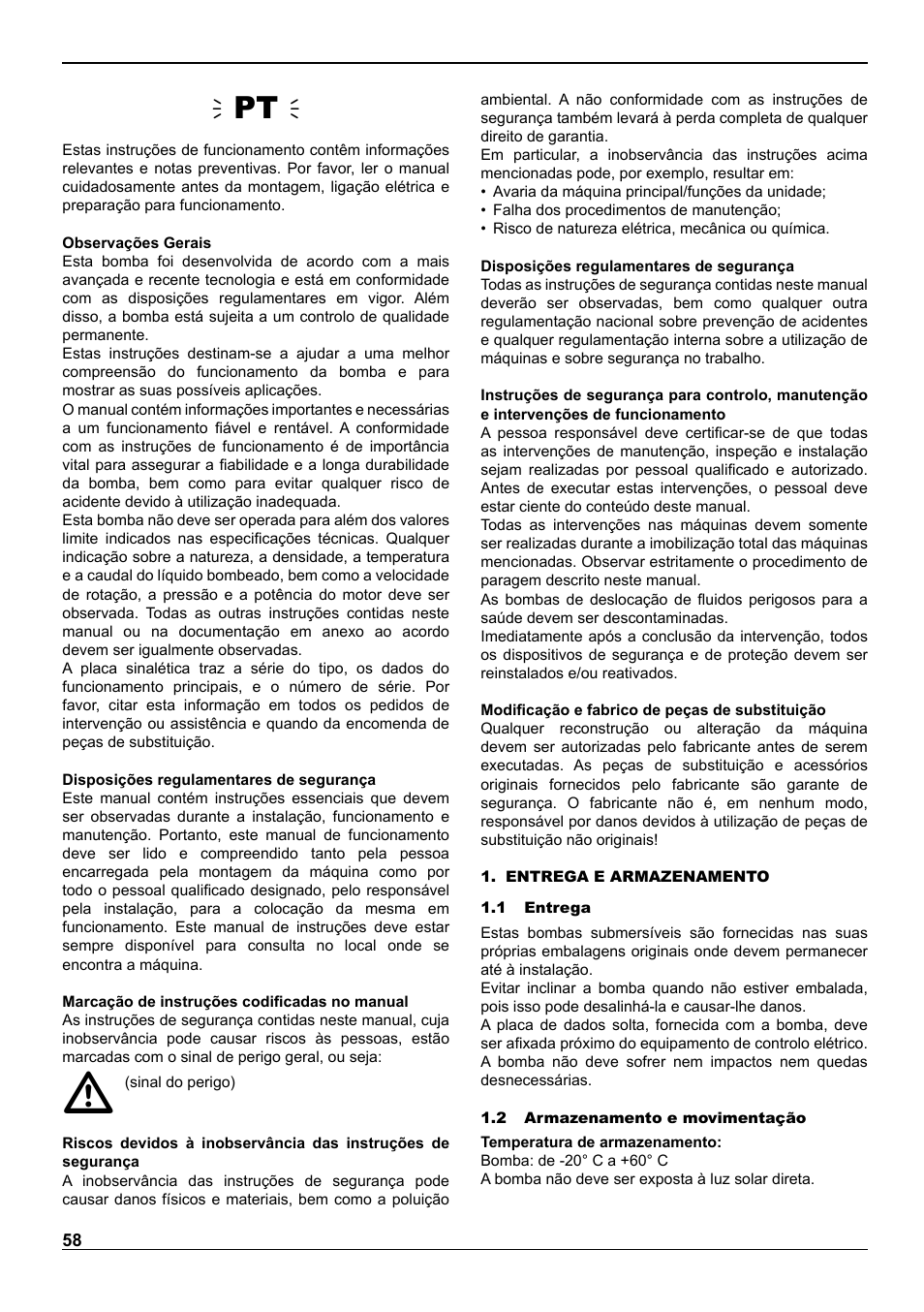 Ïpt ð | E-Tech VS series 8" submersible pumps User Manual | Page 58 / 76
