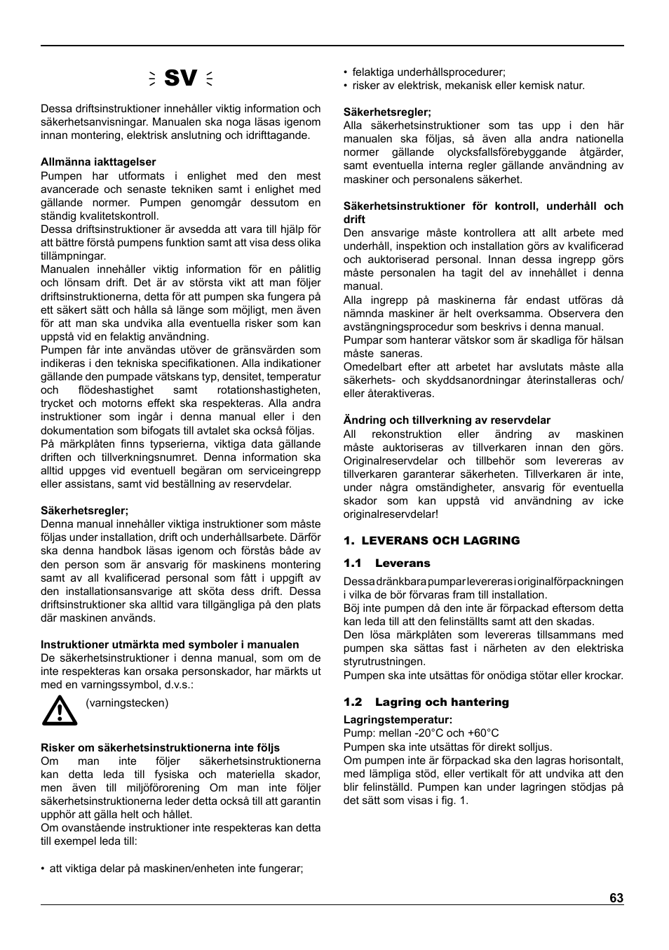 Ïsv ð | E-Tech VS series 8" submersible pumps User Manual | Page 63 / 76