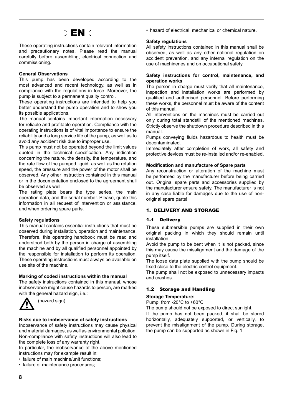 Ïen ð | E-Tech VS series 8" submersible pumps User Manual | Page 8 / 76