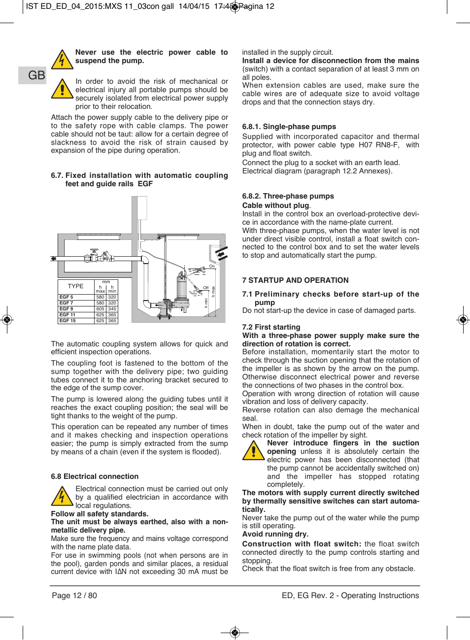 E-Tech Series EGT EGF User Manual | Page 12 / 80