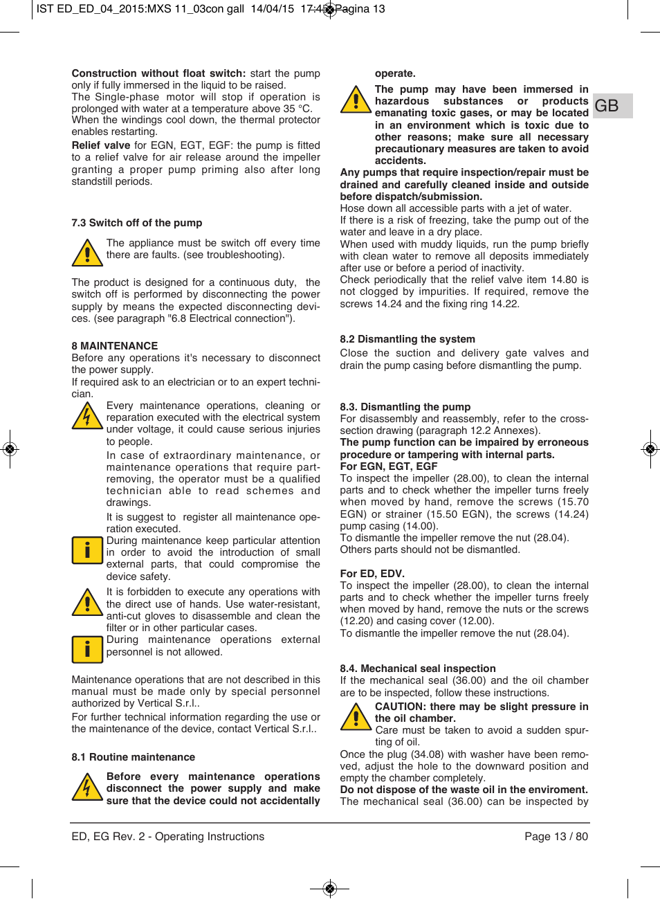 E-Tech Series EGT EGF User Manual | Page 13 / 80