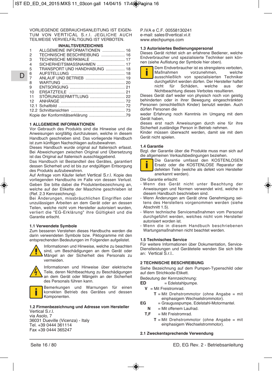 E-Tech Series EGT EGF User Manual | Page 16 / 80