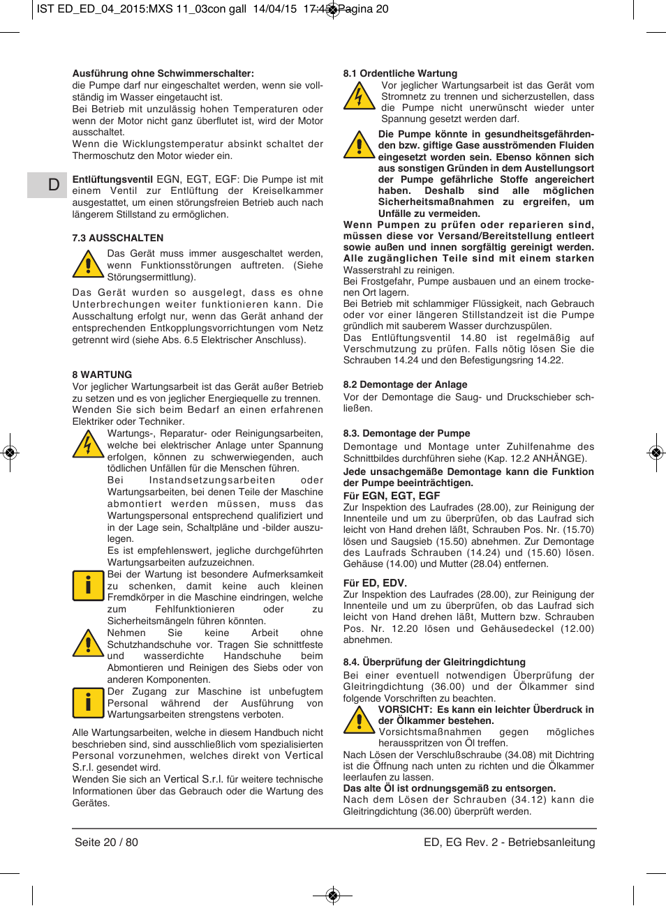 E-Tech Series EGT EGF User Manual | Page 20 / 80
