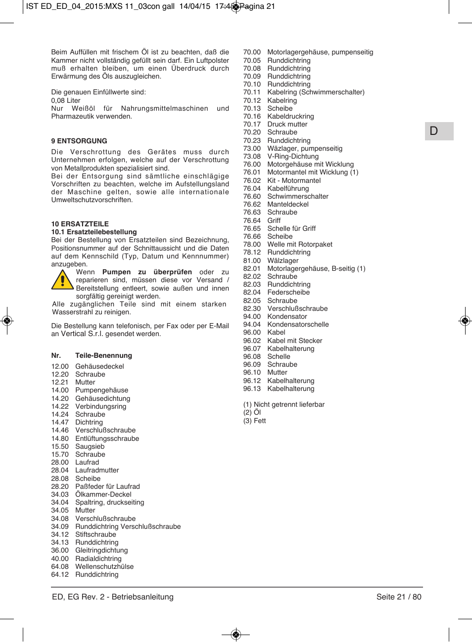 E-Tech Series EGT EGF User Manual | Page 21 / 80