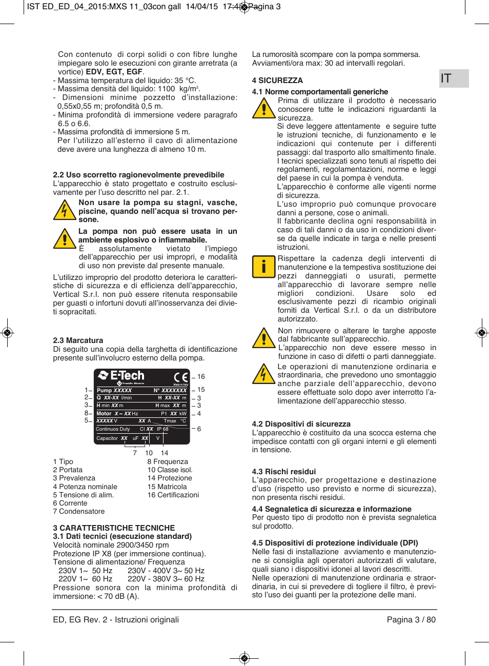 E-Tech Series EGT EGF User Manual | Page 3 / 80