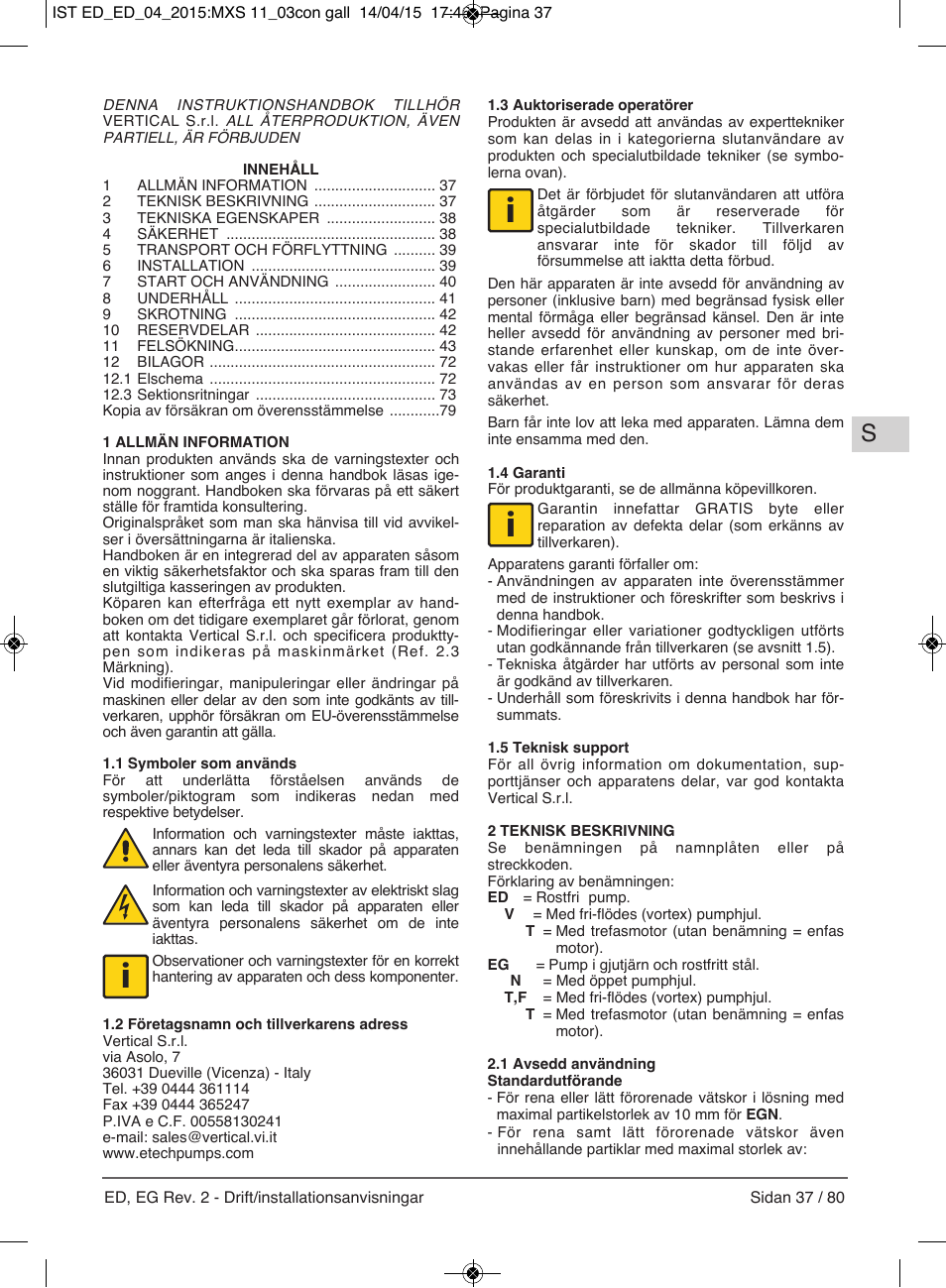 E-Tech Series EGT EGF User Manual | Page 37 / 80