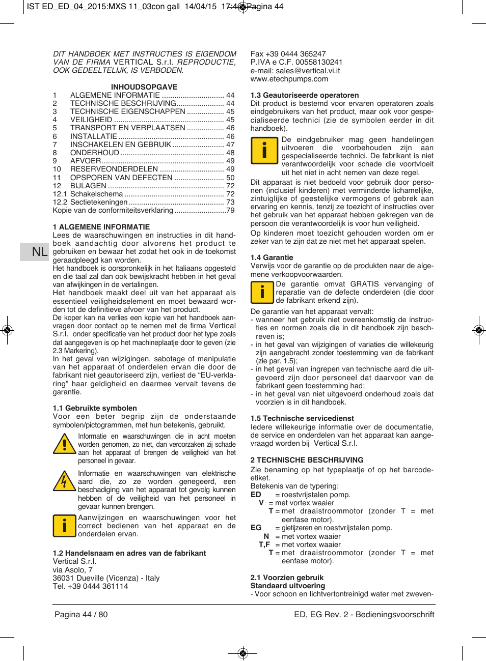 E-Tech Series EGT EGF User Manual | Page 44 / 80