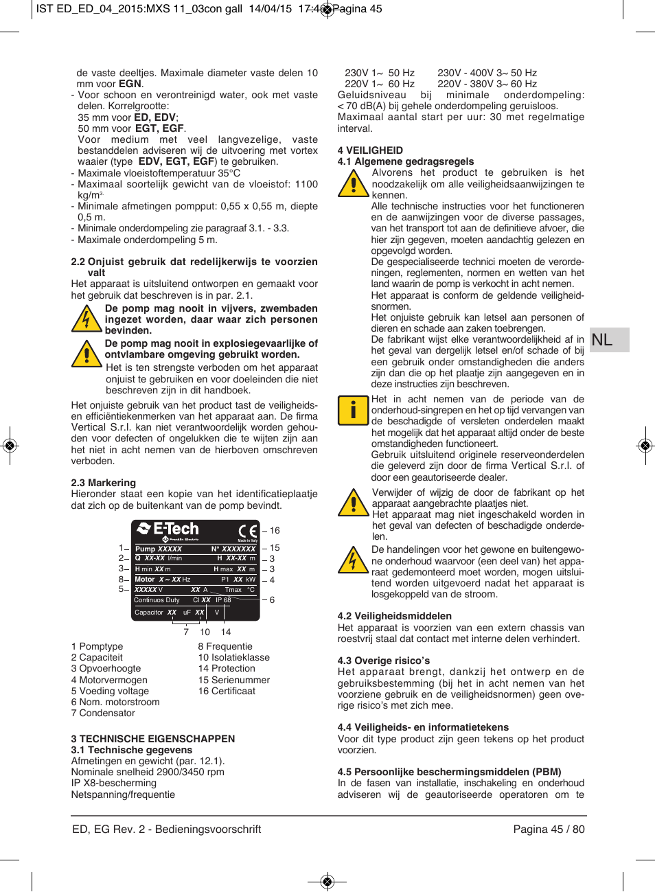 E-Tech Series EGT EGF User Manual | Page 45 / 80