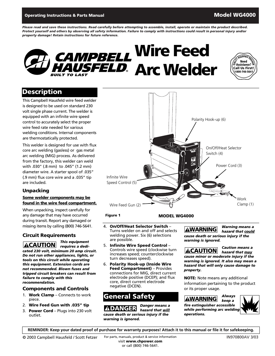 Campbell Hausfeld WG4000 User Manual | 48 pages