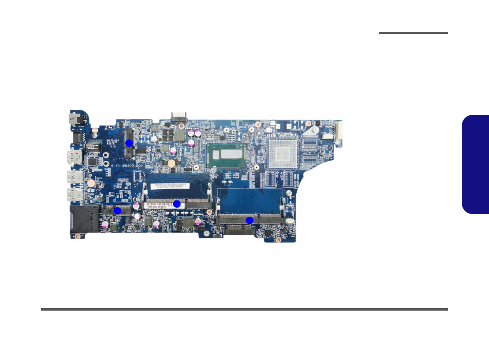 Mainboard overview - bottom (key parts), Mainboard overview - bottom (key parts) -9 | Eurocom Armadillo 2 User Manual | Page 21 / 90
