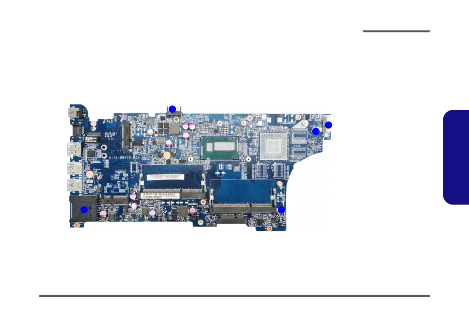 Mainboard overview - bottom (connectors), Mainboard overview - bottom (connectors) -11 | Eurocom Armadillo 2 User Manual | Page 23 / 90