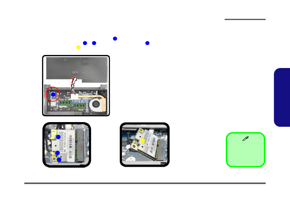 Removing the wireless lan module, Removing the wireless lan module -11 | Eurocom Armadillo 2 User Manual | Page 35 / 90