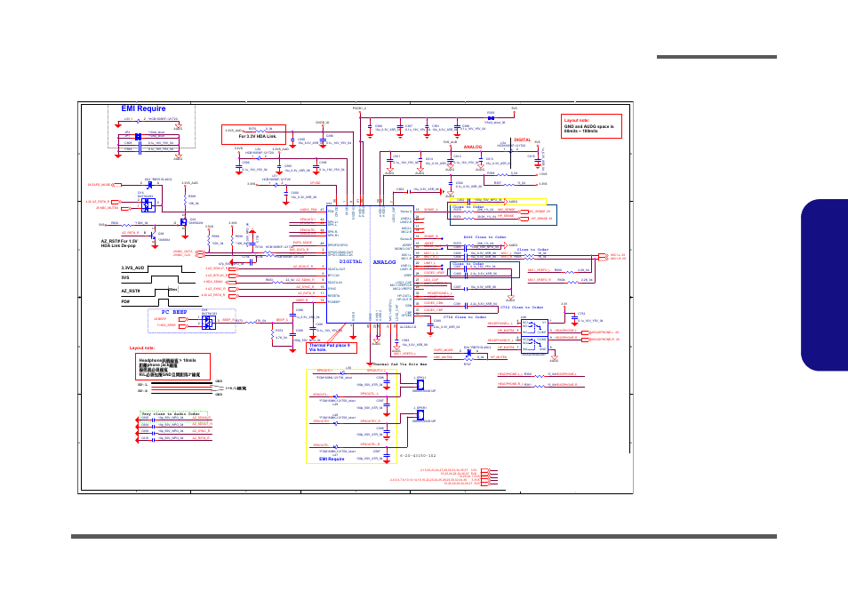 Audio codec alc282, Sheet 26 of 42 audio codec alc282, B.schematic diagrams | Emi require, ᙔ!ϻ!ႝ!တ!!dmfwp!dp, Pc beep, Analog | Eurocom Armadillo 2 User Manual | Page 71 / 90