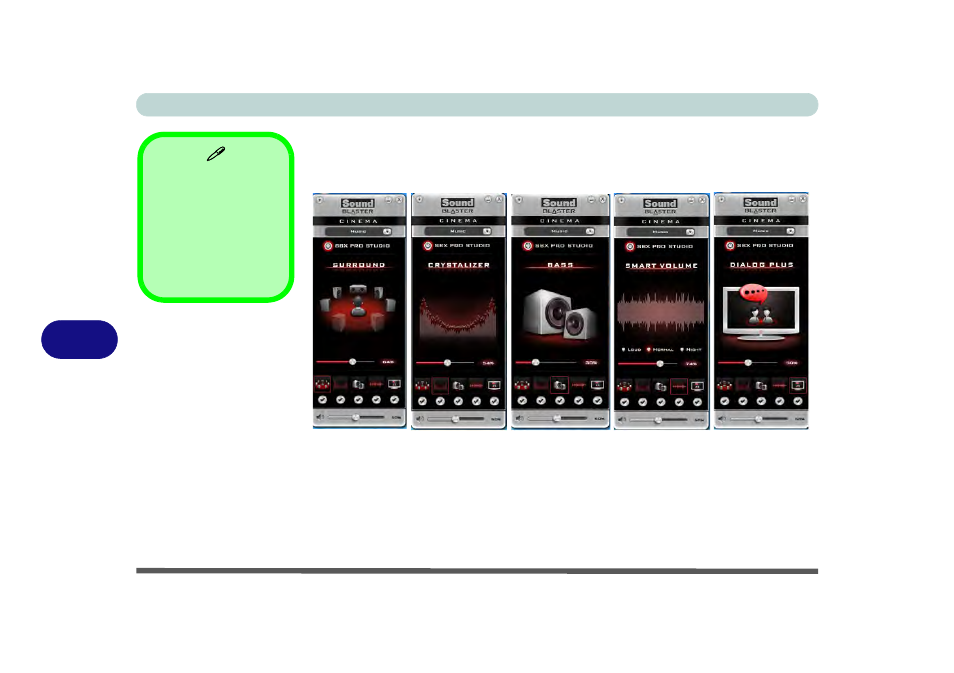 Sound blaster cinema controls | Eurocom Electra 3 User Manual | Page 186 / 260