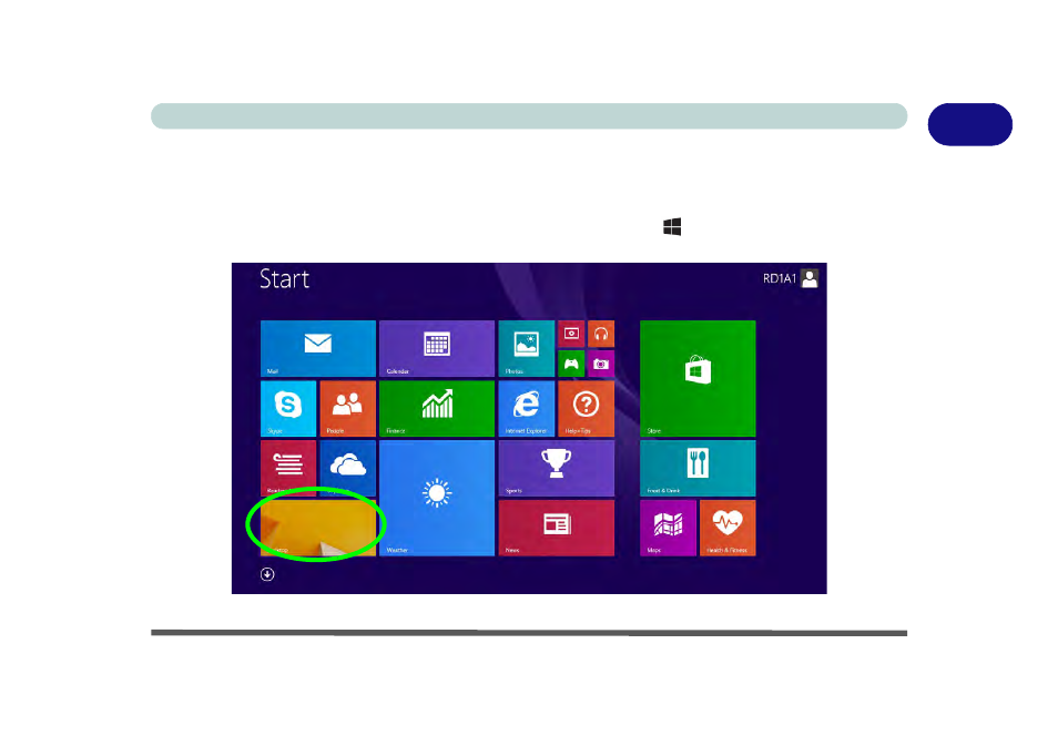 Windows 8.1 start screen & desktop | Eurocom Electra 3 User Manual | Page 57 / 260
