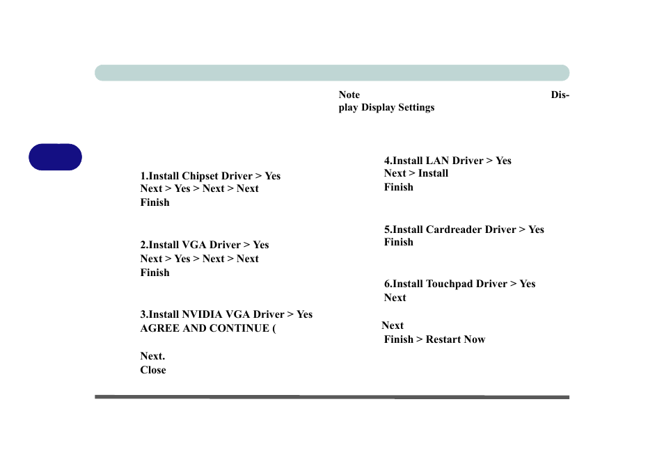 Driver installation procedure, Chipset, Video (vga) | Nvidia video (vga), Card reader, Touchpad, Card reader -6 touchpad -6 | Eurocom M3 User Manual | Page 102 / 265