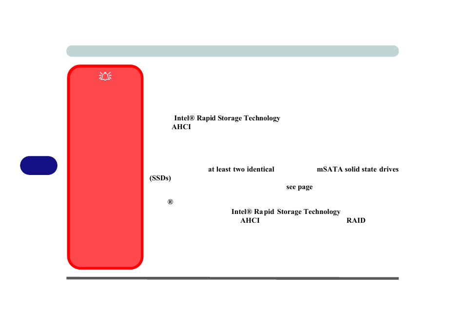 Setting up sata raid or ahci mode, Ahci mode, Raid | Intel® rapid storage technology application, Setting up sata raid or ahci | Eurocom M3 User Manual | Page 138 / 265