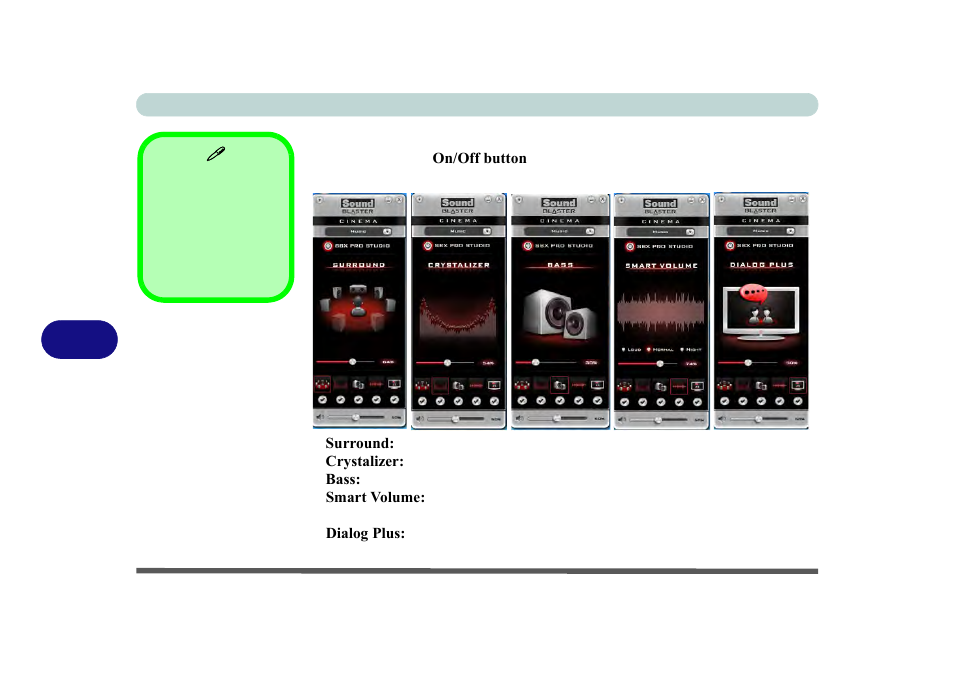 Sound blaster cinema controls, Sound blaster cinema controls -36 | Eurocom M3 User Manual | Page 172 / 265