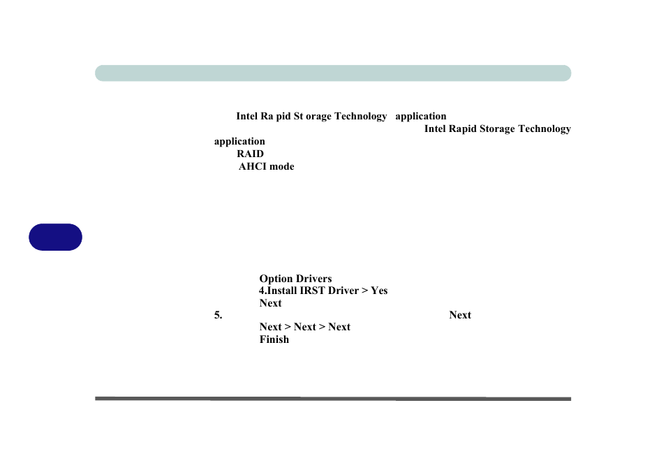 Intel® rapid storage technology, Irst driver installation, Intel | Rapid storage technology | Eurocom M3 User Manual | Page 174 / 265