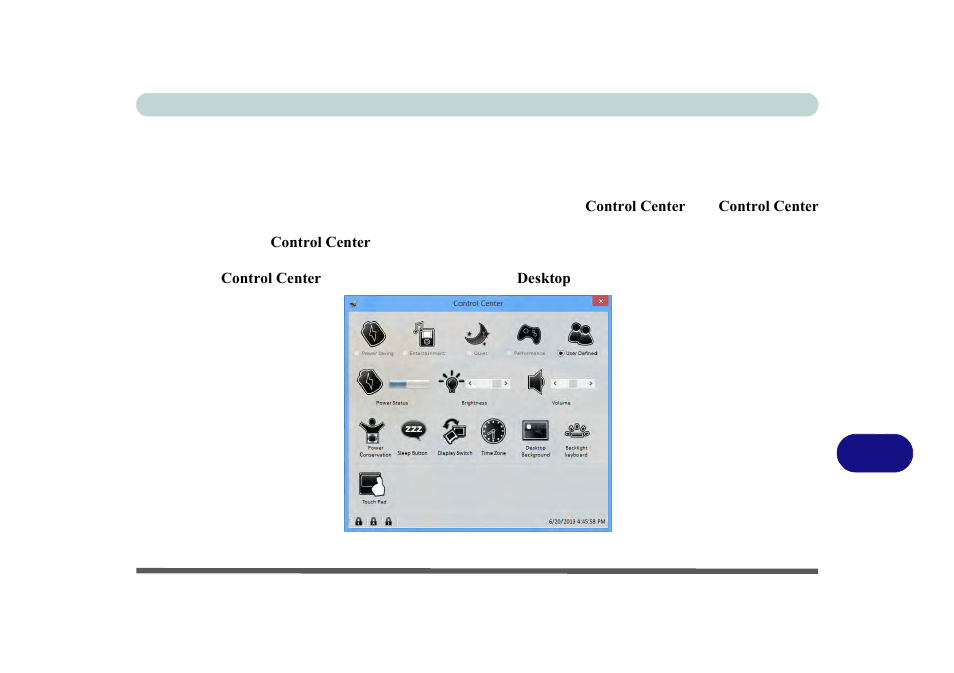 Appendix b: control center, Overview, Control center | Eurocom M3 User Manual | Page 222 / 265
