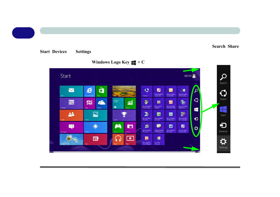 Windows 8 charms bar, Windows 8 charms bar -20 | Eurocom M3 User Manual | Page 52 / 265