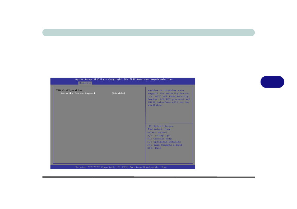 Tpm configuration (security menu) | Eurocom Armadillo User Manual | Page 125 / 260