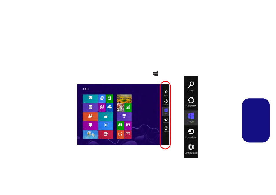 Apps y mosaicos, Barra charms de windows 8, Apps y mosaicos barra charms de windows 8 | Eurocom Electra User Manual | Page 83 / 114